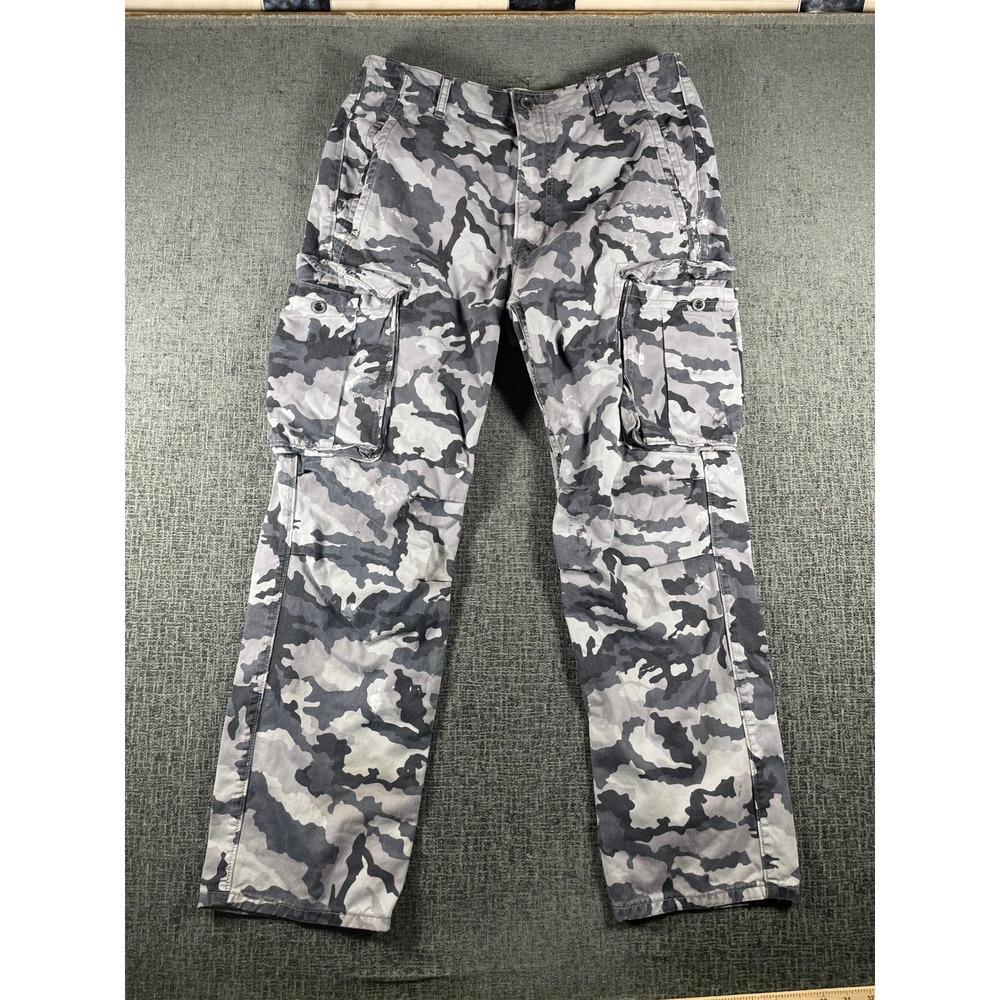 Levis Mens Grey Camo Cargo Pants Urban Camouflage Straight Leg W33 L32